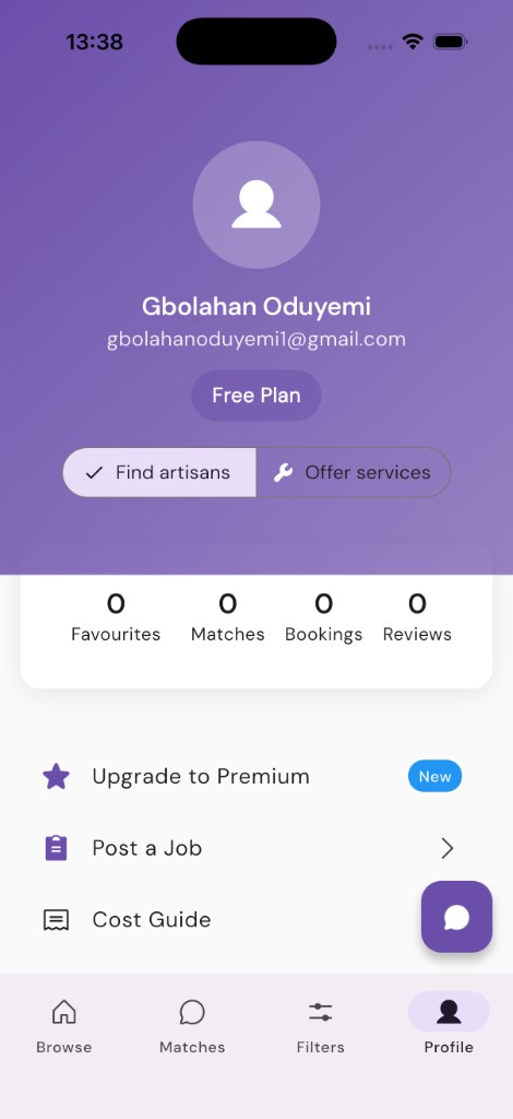 Profile and settings on TradeBridge
